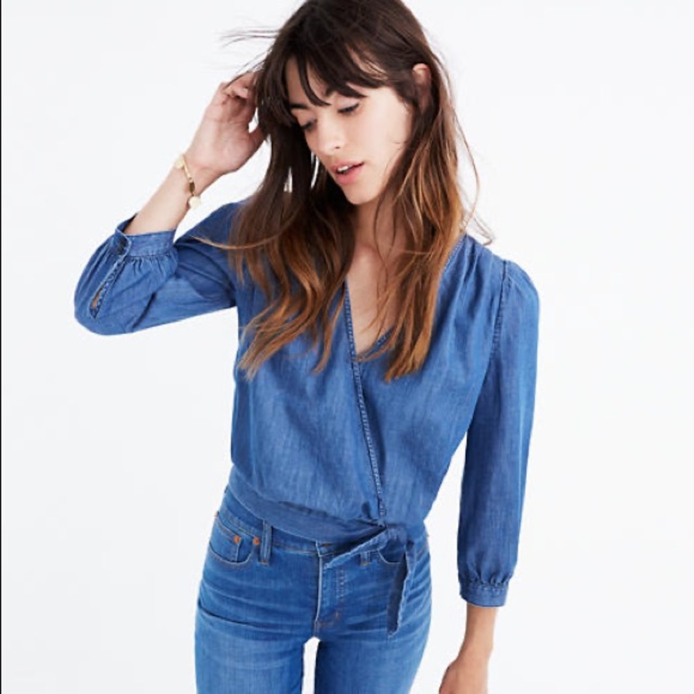 Madewell Denim Wrap Top